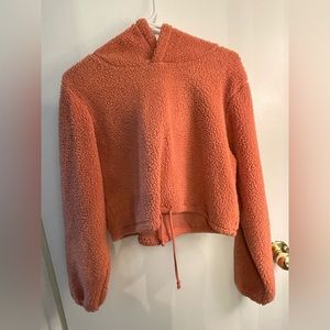 Pink Sherpa Cropped Hoodie